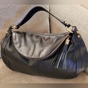 Onna Ehrlich Genuine Pebbled Soft Leather Purse Bag Hobo Soft Extra Large Tassel